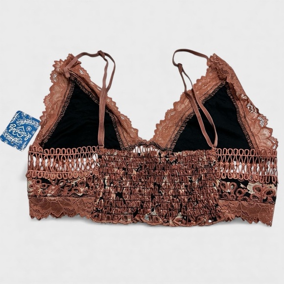 Free People Intimately Emma Soft Bra Women’s Medium Brown Embroidered Lace NWT - Picture 12 of 16
